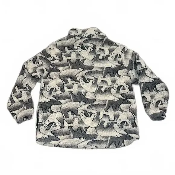 Woolrich Women's Polar Bear Deep Pile Fleece Sherpa Jacket Gray/White Size L - Picture 5 of 7